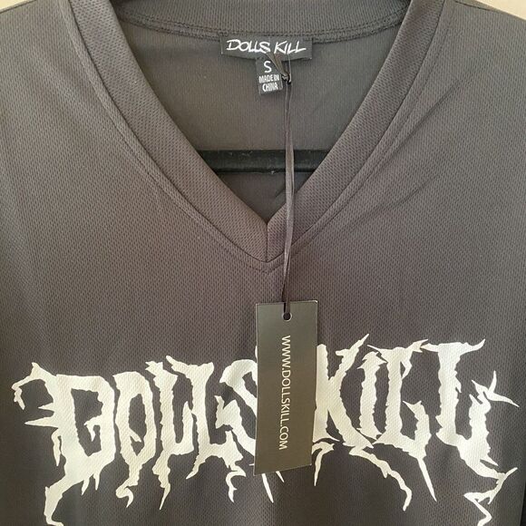 Dolls Kill Logo Merch Tour Jersey Shirt Tee Sport Blokette Sz S NWT oversized - Picture 5 of 7